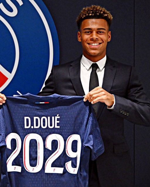 𝗗𝗘𝗔𝗟 𝗗𝗢𝗡𝗘: Désiré Doué has joined PSG for €50m.