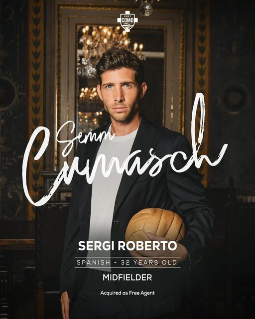 𝗗𝗘𝗔𝗟 𝗗𝗢𝗡𝗘: Sergi Roberto has signed for Como on a two-year deal, with an option of a third year.